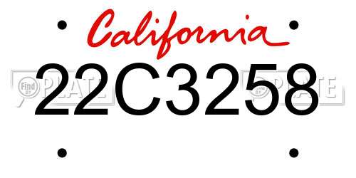 22C3258 California License Plate