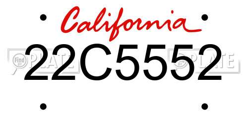 22C5552 California License Plate