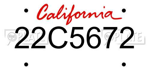 22C5672 California License Plate