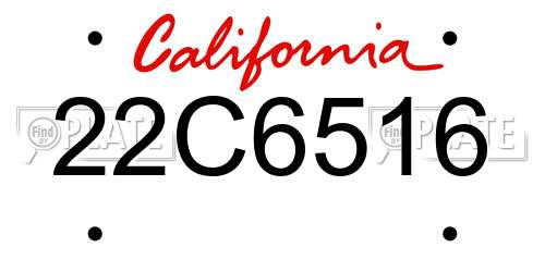 22C6516 California License Plate