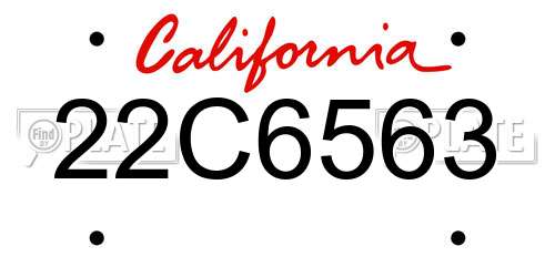22C6563 California License Plate
