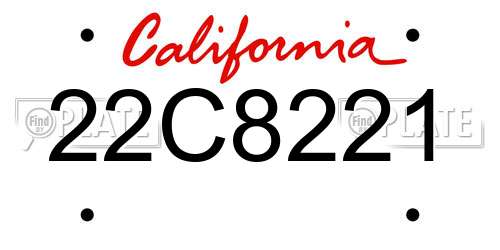 22C8221 California License Plate