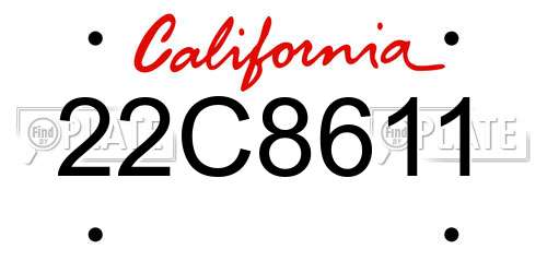 22C8611 California License Plate