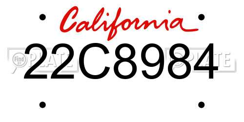 22C8984 California License Plate