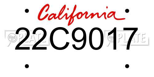 22C9017 California License Plate