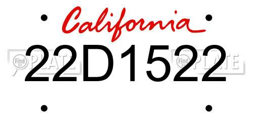 22D1522 California License Plate