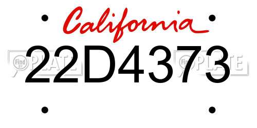 22D4373 California License Plate