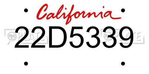 22D5339 California License Plate
