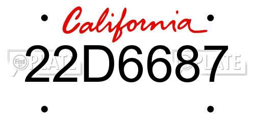 22D6687 California License Plate
