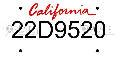 22D9520 California License Plate