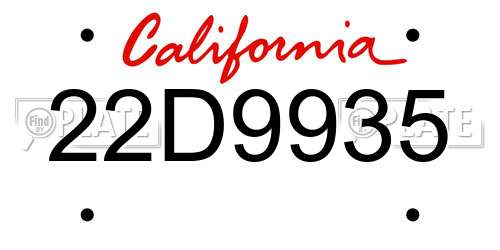22D9935 California License Plate