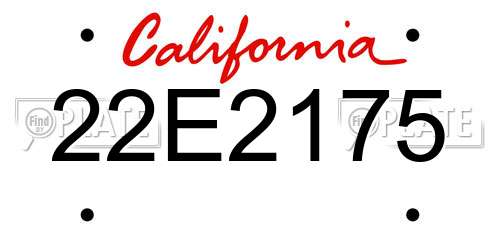 22E2175 California License Plate