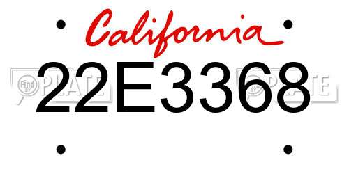 22E3368 California License Plate