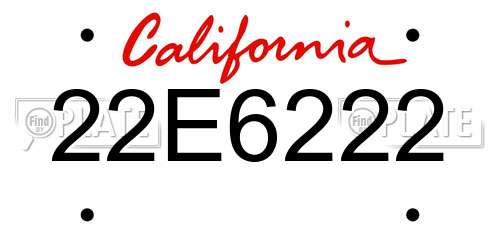 22E6222 California License Plate