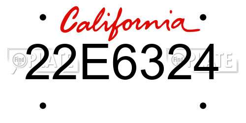 22E6324 California License Plate