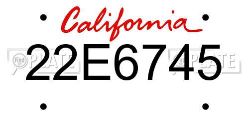 22E6745 California License Plate