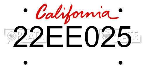 22EE025 California License Plate