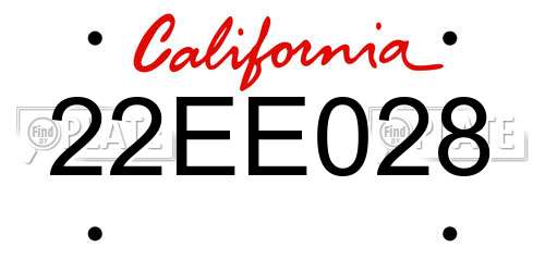 22EE028 California License Plate