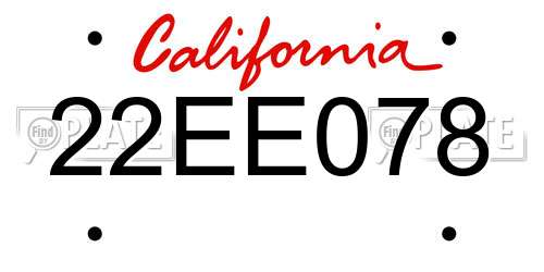 22EE078 California License Plate