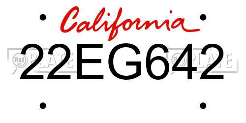 22EG642 California License Plate