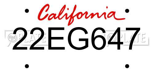 22EG647 California License Plate