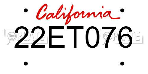 22ET076 California License Plate