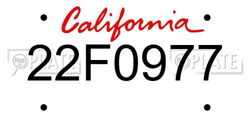 22F0977 California License Plate