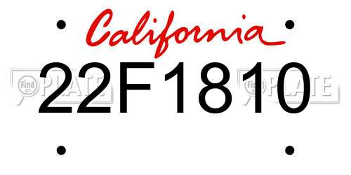 22F1810 California License Plate