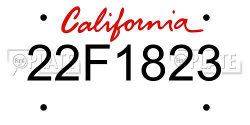 22F1823 California License Plate
