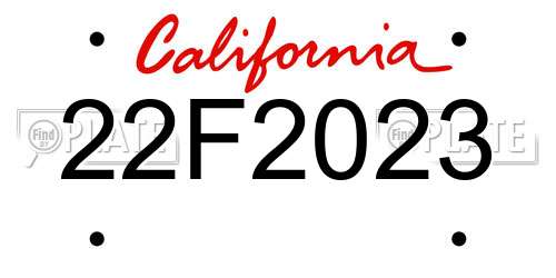 22F2023 California License Plate