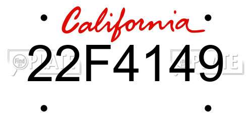 22F4149 California License Plate
