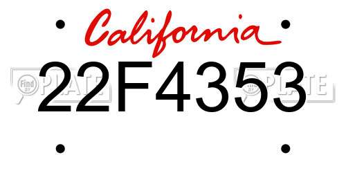 22F4353 California License Plate