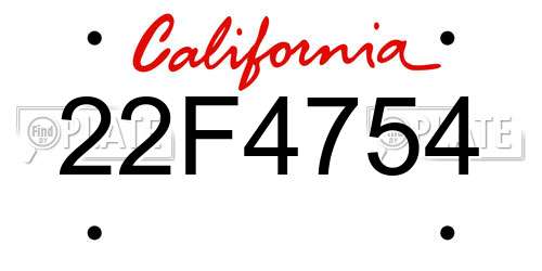 22F4754 California License Plate