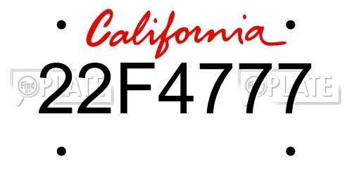 22F4777 California License Plate