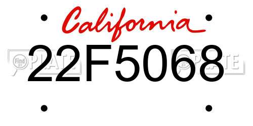 22F5068 California License Plate