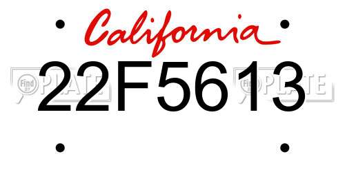 22F5613 California License Plate