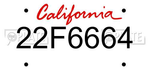 22F6664 California License Plate