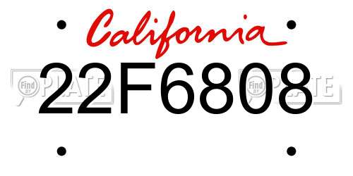 22F6808 California License Plate