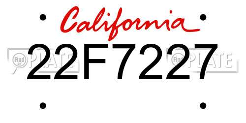 22F7227 California License Plate
