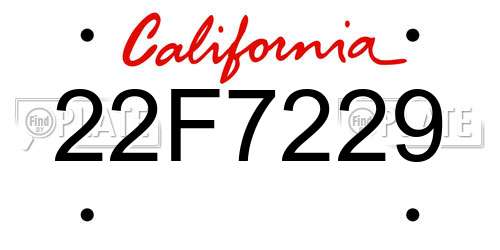 22F7229 California License Plate
