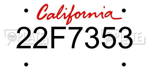 22F7353 California License Plate