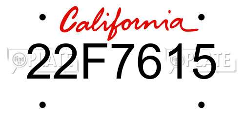 22F7615 California License Plate