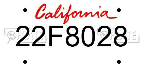 22F8028 California License Plate