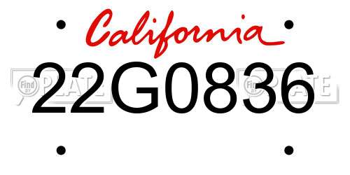 22G0836 California License Plate
