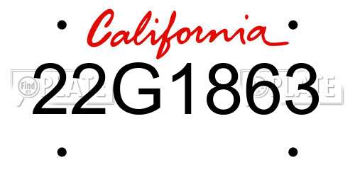22G1863 California License Plate