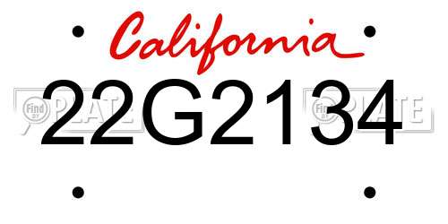 22G2134 California License Plate