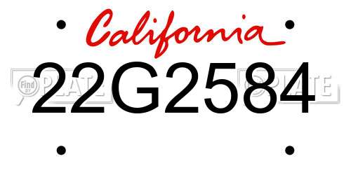 22G2584 California License Plate