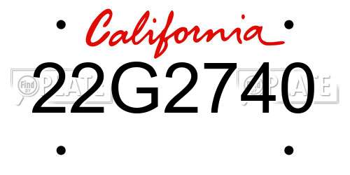 22G2740 California License Plate