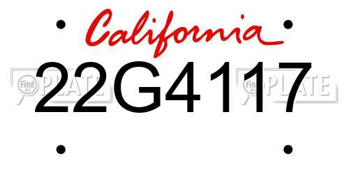 22G4117 California License Plate