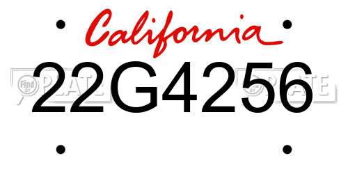 22G4256 California License Plate